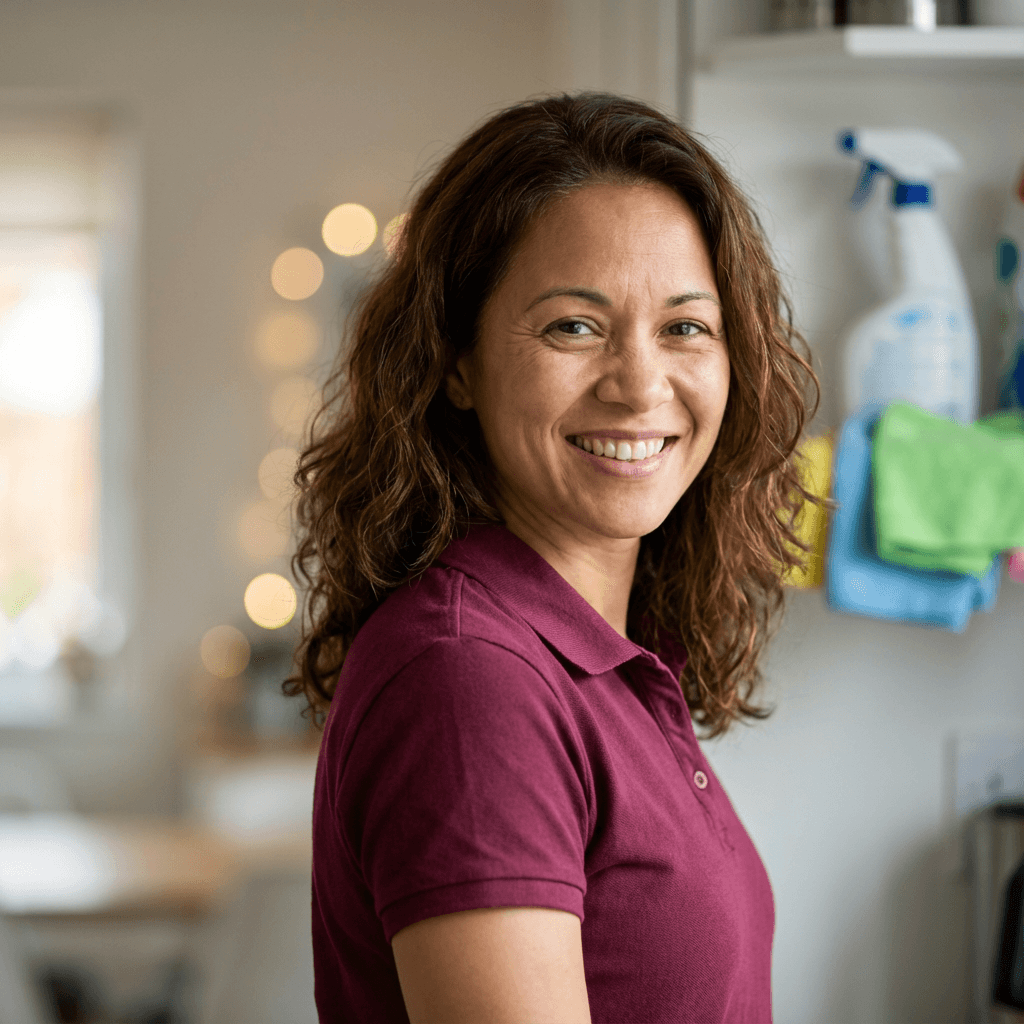 Angela Rodriguez, cleaning services owner